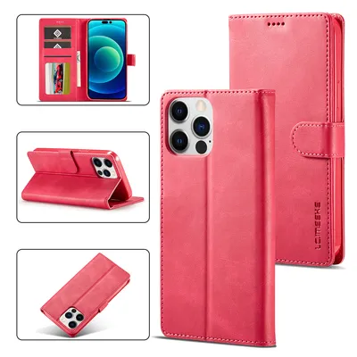 Obrázek produktu pro Pouzdro pro iPhone 14 Pro kožené flipové pouzdro s magnetickým uzávěrem a stojánkem, ochranné pouzdro Teplá růžová