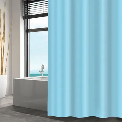 Produktbild von MSV Duschvorhang mit Ringen - hellblau - aus recyceltem Pewa-Kunststoff - 180 x 180 cm