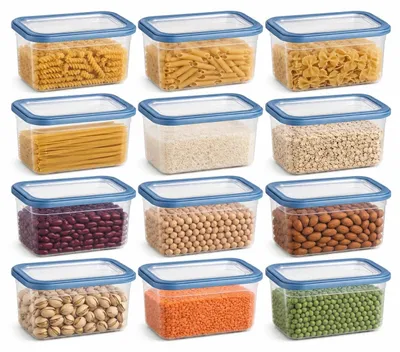 Immagine prodotto di Set di 12 contenitori per alimenti con coperchi blu