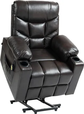 Imagen del producto de Sillón reclinable. Sillón reclinable con función de masaje. Asistente eléctrico para intervenciones quirúrgicas. Conexiones USB. Fabricado en cuero sintético. Color: marrón