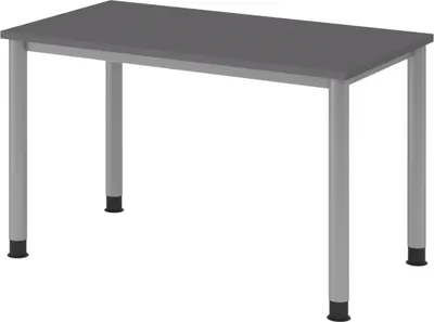 Produktbild von bümö Schreibtisch Serie-H (Mini) - Gestell: Silber, Größe:  120 x 67,2 cm, Nachbildung: Graphit