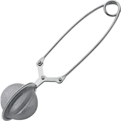 Produktbild von Fackelmann Teebrüher mit Klappgriff, Teesieb aus Edelstahl, Tee-Ei zum Brühen, Umrühren (Farbe: Silber)