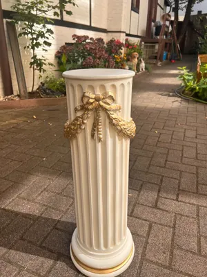 Produktbild von Säule Mäander Style Beistelltisch Marmoriert Dekosäule 70cm Griechische Antik Retro Rokoko Säule Barock Blumenständer Podest Handbemalt