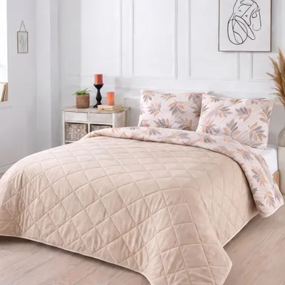 Produktbild von Formeya Gesteppte Doppelbett-Tagesdecke mit Muster – Bettüberwurf-Set 200 × 230 cm – inkl. 2 Kissenbezügen