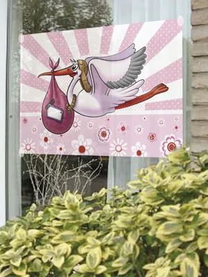 Produktbild von Fensterfahne Klapperstorch Rosa