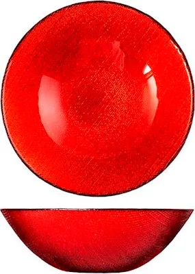 Produktbild von 15 cm tiefer, roter Glasteller mit Glitzereffekt