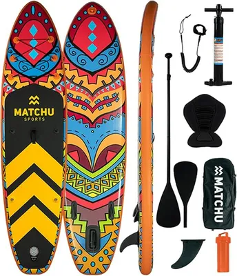 Produktbild von Board - Stand Up Paddle - Komplettset - Aufblasbar - Inkl. Rucksack, Handpumpe mit Manometer, Leash, Sitz, verstellbares und Paddel - 320 x 81 x 15 cm - 150 kg Belastbar