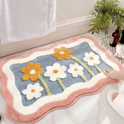 Image de Joli tapis de bain 80 x 50 cm – ultra-doux, absorbant, antidérapant, rose