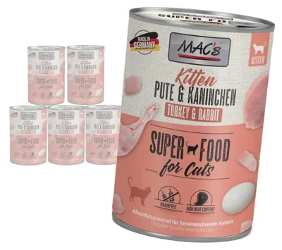 Zdjęcie produktu dla MAC's Kitten 6x400g Mokra Karma Dla Kociąt Indyk Królik