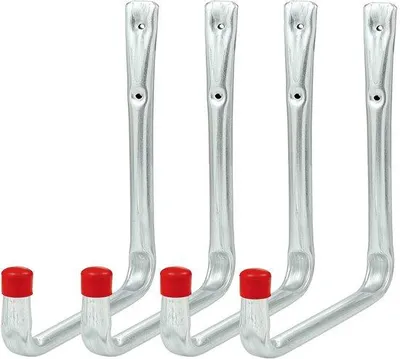 Produktbild von Wandhaak, Garagehaak, lasthaak, 22kg, wetterbeständig, U-förmig, 4er Set