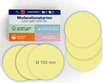 Produktbild von Magnetoplan Moderationskarten Gelb rund 190mm 500St