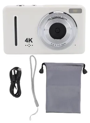 Image de Appareil photo numérique 4K pour la photographie, 64 MP HD, autofocus, voyages, avec écran 2,4 pouces, adolescents, étudiants, blanc