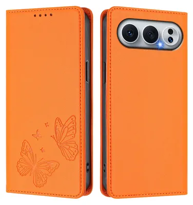 Image de Étui en cuir pour Honor 500/Honor 500 Pro, étui de protection type portefeuille en cuir gaufré « papillon » avec support, couleur orange