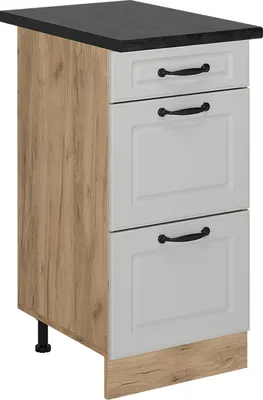 Produktbild von Küchenunterschrank Vicco R-Line Weiß Landhaus 40 cm mit Schubladen, AP Anthrazit, Model 53686