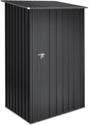 Produktbild von Wasabi - Metall Gartenhaus 1100 L Stark - Tür mit Scharnieren - Riegelverschluss – Grau - Außenlager-Schrank