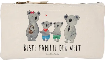 Produktbild von Mr. & Mrs. Panda Schminktasche Koala Familie zwei Größe S Klein - Weiß - Geschenk, Muttertag, Zusammen, Mäppchen, Etui, Koalabär, Federtasche, Pouch, Waschbeutel