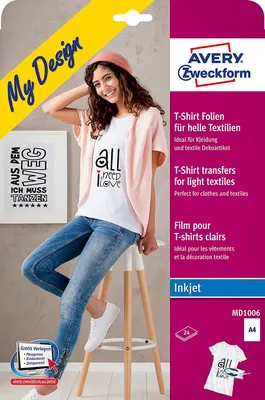 Zdjęcie produktu dla AVERY Zweckform My Design Folia transferowa do koszulek, DIN A4