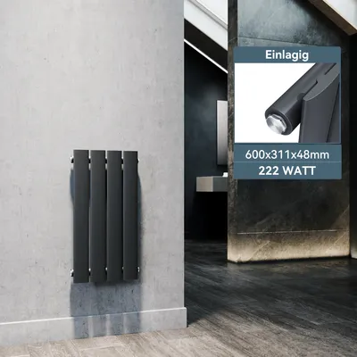 Zdjęcie produktu dla SONNI 600×311mm antracytowy jednowarstwowy grzejnik płytowy Grzejnik pionowy