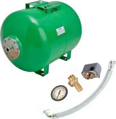 Produktbild von CHM GmbH® Druckkessel 100 L Stahl Membrankessel mit Druckschalterset 5 teilig und Panzerschlauch