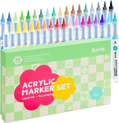 Image de Marqueurs acryliques à pinceau ARRTX Nopump, 36pcs