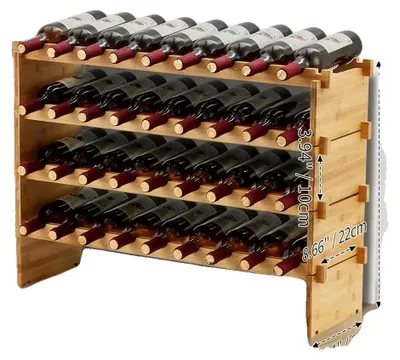 Image de Casiers à vin, design empilable, construction en bambou, 4 niveaux