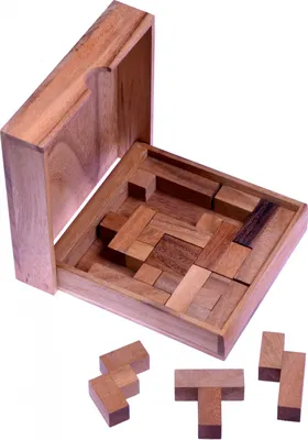 Zdjęcie produktu dla Square Puzzle - gra edukacyjna Pentomino wykonana z drewna z 12 klockami do budowania