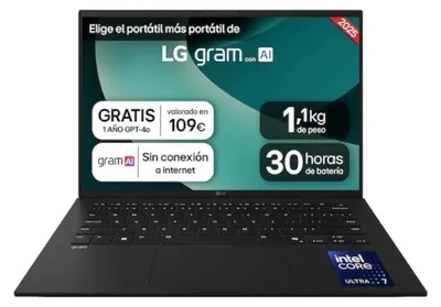 Produktbild von LG Gram 14Z90T-G.AD8BB, Intel Core Ultra 7, 35,6 cm (14"), 1920 x 1200 Pixel, 32 GB, 2 TB, Windows 11 Home