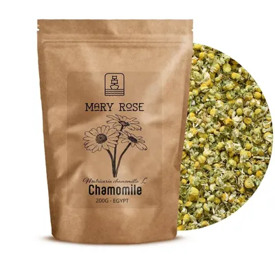 Produktbild von Mary Rose - Kamillenblüten Getrocknet 200g - 100% Reine Blütenköpfe - Wundervolles Aroma, Vielseitig für Aufgüsse, Speisen - aus Ägypten