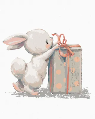 Produktbild von Zuty - Malen nach Zahlen - HASE MIT GEBURTSTAGSGESCHENK, 40x50 cm, ohne Keilrahmen