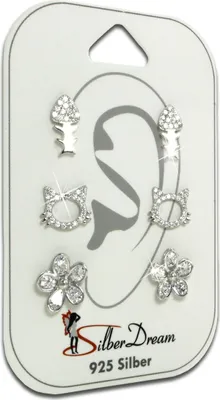 Produktbild von SilberDream Set 3er Ohrringe Ohrstecker 925 Silber Zirkonia Damen SDS605WJ