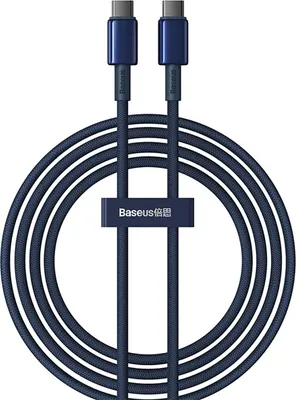 Produktbild von Baseus Tungsten, 2 m, USB C, USB C, USB 2.0, 0,48 Gbit/s, Navy, Blau