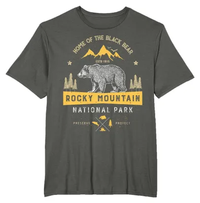 Immagine prodotto di Maglietta vintage del Parco Nazionale delle Montagne Rocciose, Colorado, con immagine di un orso