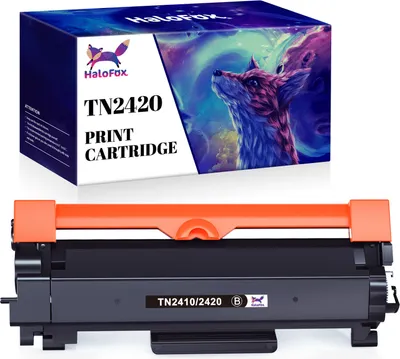 A product shot of a printer toner cartridge and its packaging.