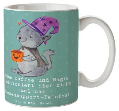 Produktbild von Mr. & Mrs. Panda haferl Kundensupport Magie - Meeresbrise - Geschenk, Geschenke für Berufstätige, Stress, Teetasse, Kundenservice, Support, mit Herz, Kaffeebecher, Beruf