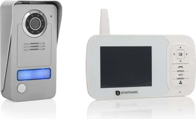 Produktbild von Smartwares VD38W Drahtlose Videotürsprechanlage, 8,89 cm (3.5"), TFT, 45°, Weiß, Tasten, 5 V