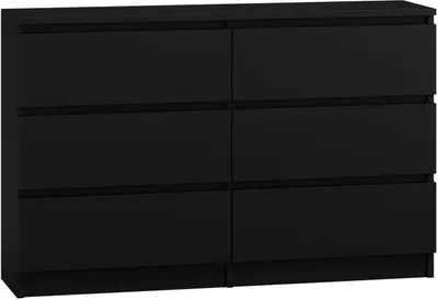 Obrázek produktu pro Komoda se 6 zásuvkami, matná černá, 138 x 78 x 39 cm