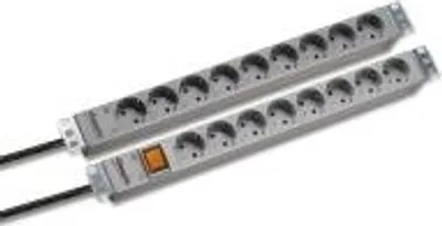Image de bâti de prises 19" 1U, 9x contact de protection sans interrupteur, gris Fabricant : Bachmann (691685)