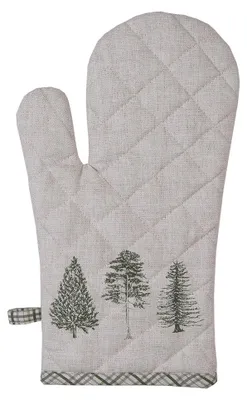 Produktbild von Clayre & Eef Ofenhandschuh 18x30 cm Beige Grün Baumwolle Tannenbäume