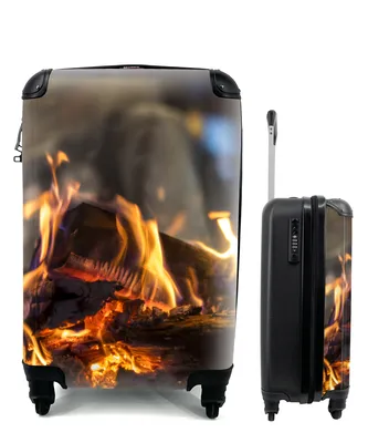 Produktbild von MuchoWow® Koffer Handgepäck Trolley Rollkoffer Kleine Reisekoffer mit 4 Rollen - Ein brennender Kamin - Cabin Size < 55x40x23 cm & 55x40x20 cm - Fotokoffer - Kabinenkoffer - Boardgepäck - Reise-Box - Reisekoffer - Reisegepäck - Koffer mit Bild - Trolley für Kinder