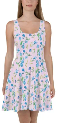 Produktbild von Mr. & Mrs. Panda Kleid Sommergedanken Design XXXL - Weiß - Geschenk, Blumen, Blaues Muster, Luftiges Sommerkleid, Damen-Sommerkleid, Strandkleid, A-Linien-Kleid, Aquarell