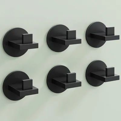 Produktbild von Mai & Mai Kleiderhaken 6 Stück Wandgarderobe Wandhaken aus Edelstahl Garderobenleiste Garderobenhaken 6cm Matt schwarz Stalo-08