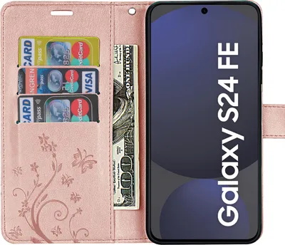 Produktbild von Samsung Galaxy S24 FE Hülle - Handyhülle Wallet Case Flip Cover Tasche Roségold