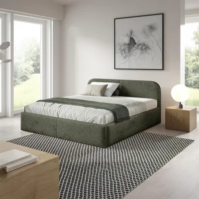 Produktbild von Polsterbett BELMI Slim 140x200 cm mit bettkasten - PERFECT HARMONY 39 (Dunkelgrün)