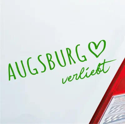 Produktbild von Auto Aufkleber Augsburg verliebt Herz Stadt Heimat Liebe Car 19x6 cm Hellgrün Sticker Heckscheibenaufkleber