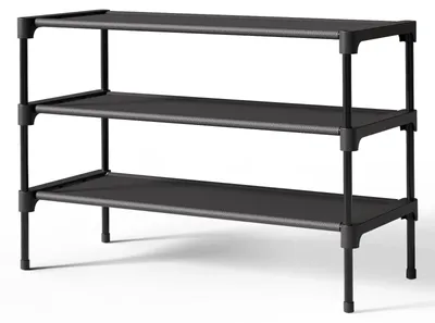 Produktbild von Schuhregal - 3 Ebenen platzsparend - Flur und Eingangsbereich - Schwarz 63 x 30 x 36 cm