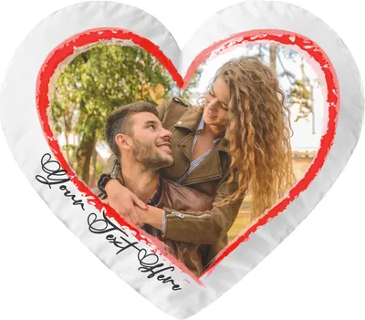 Obrázek produktu pro Personalizovaný FOTODÁREK – polštář ve tvaru srdce (35 x 40 cm), fotopolštář ve tvaru srdce, Valentýn (s výplní), bílý polštář ve tvaru srdce [091]