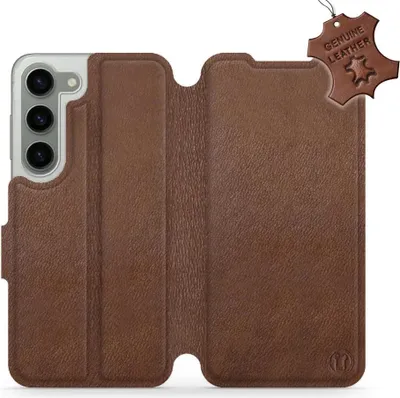 Produktbild von Echtleder Handyhülle für Galaxy S23, Mobiwear Leather, Braun
