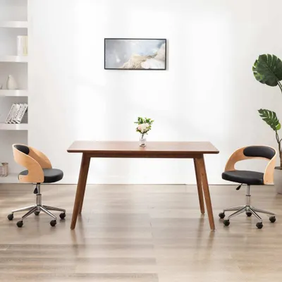 Produktbild von The Living Store Drehbarer Bürostuhl Schwarz Bugholz und Kunstleder