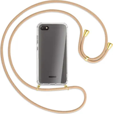 Produktbild von Handykette Backcover-Schutzhülle mit Band (Metall goldfarben) für Xiaomi Redmi 6A - beige