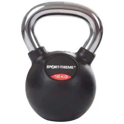 Produktbild von Sport-Thieme Kettlebell "Gummiert mit glattem Chrom-Griff", 16 kg
